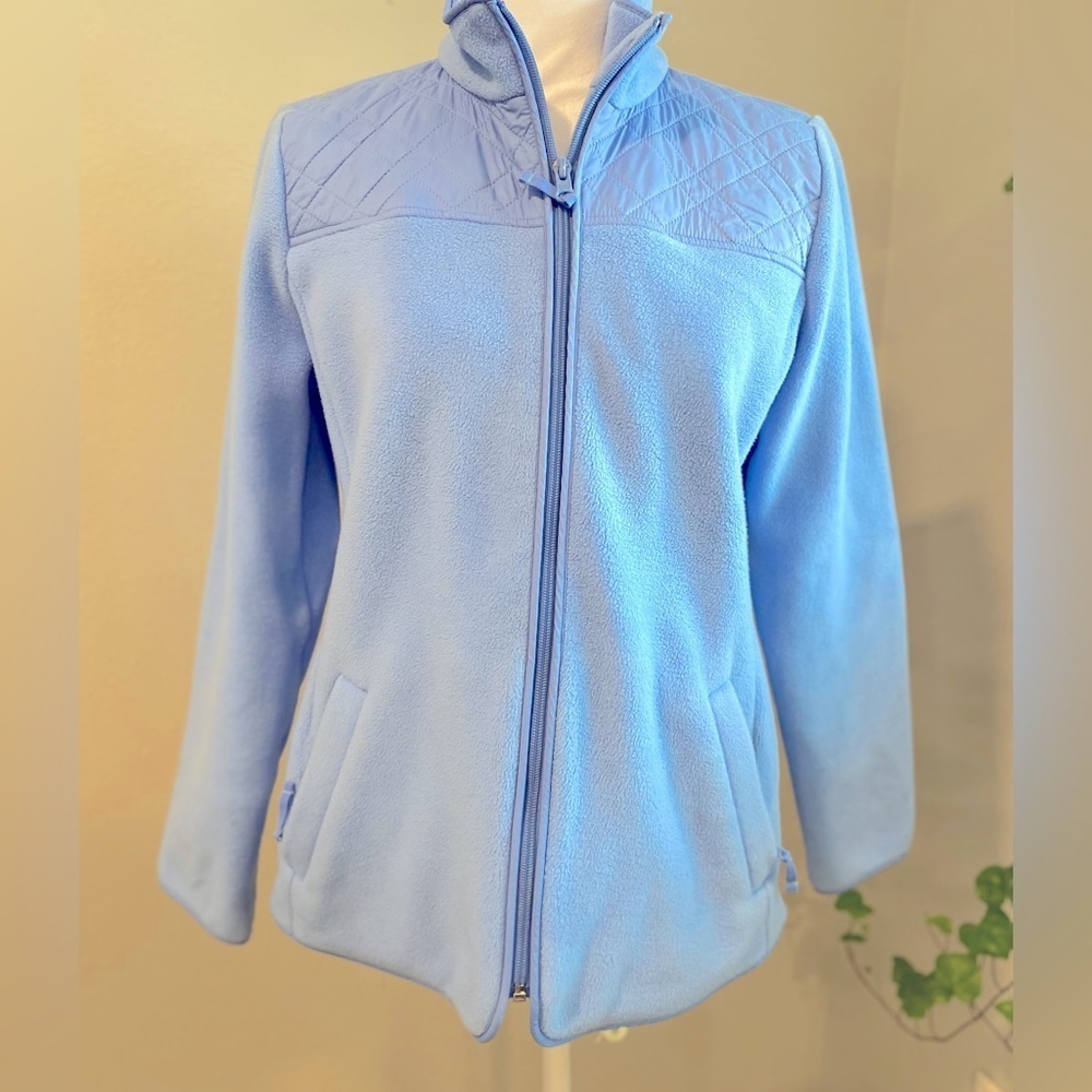 Women Talbots‎ fleece jacket blue Medium/P quilted full zip